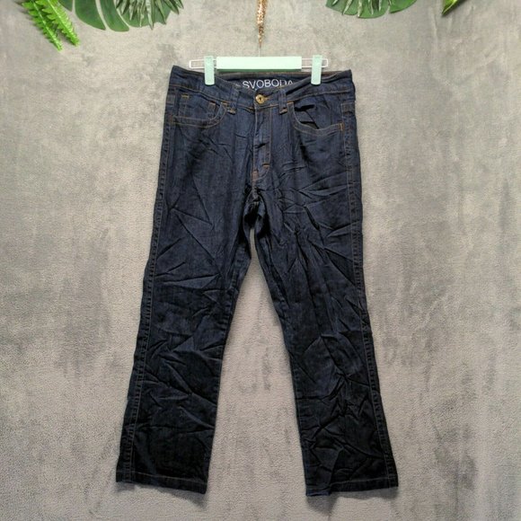 SVOBODA Women Jeans Mid Rise Straight Blue Dark Wash W:32 L:29 - Picture 1 of 11